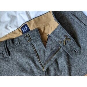 RARE Gap Wide Leg Classic Fit Flannel Wool Hook & Loop Closure Pants 32x30 NWOT